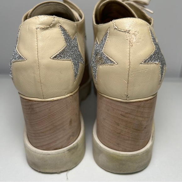 Stella McCartney size 6.5 Beige Faux Leather Elyse Star Platform Lace Up Derby - Picture 9 of 14